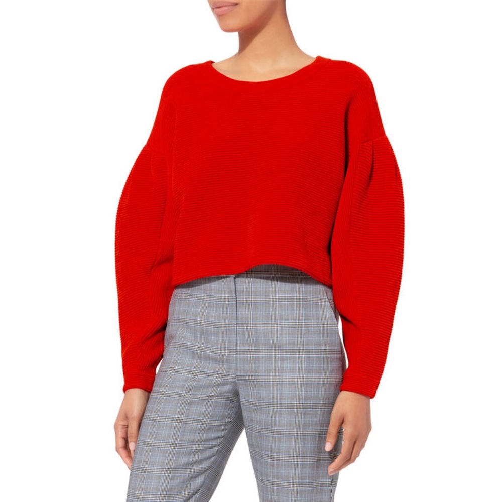 INTERMIX Red Crew Neck Sweater